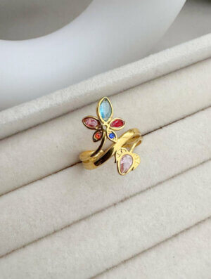 Anillo Acero Petalos de-Luz