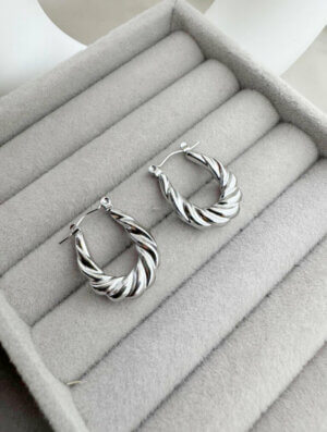 Aretes Acero Tesoro Plateado