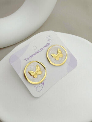 Aretes Mujer Alas Beige