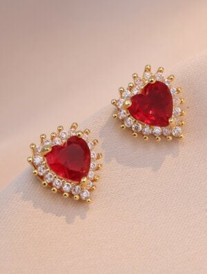 Aretes Mujer Amor Carmesi