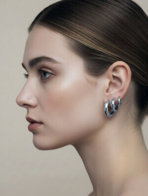 Set Aretes Acero Luna