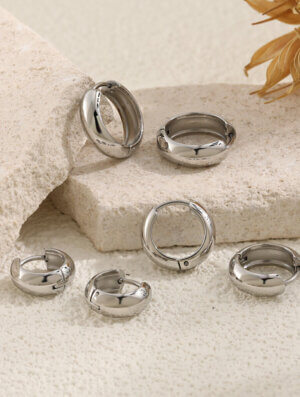 Set Aretes Acero Luna