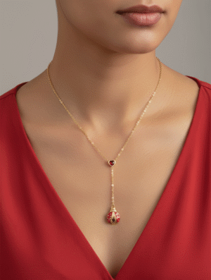 Collar Acero Amuleto Rojo