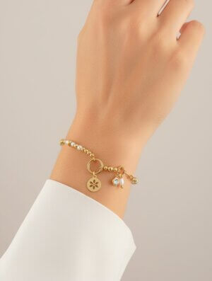 Pulsera Acero Forma Floral