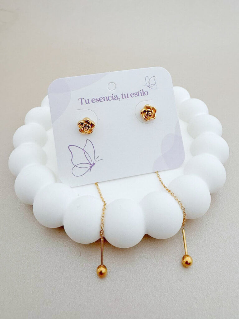 Aretes Acero Noble Rosa