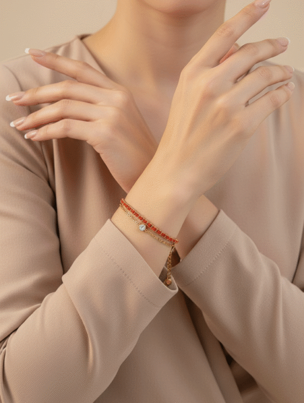 Pulsera Acero Encaje Carmin