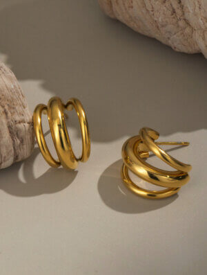 Aretes Acero Silueta Dorado