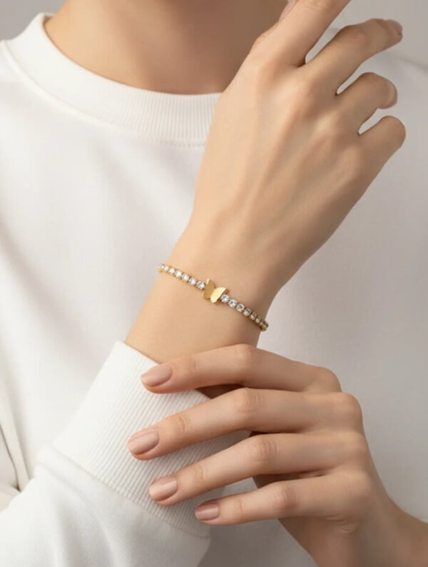 Pulsera Acero Mariposa Romance