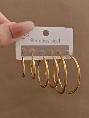 Set Aretes Acero Aluna