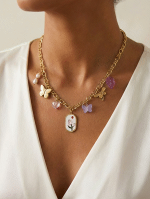 Collar Acero Vuelo Floral