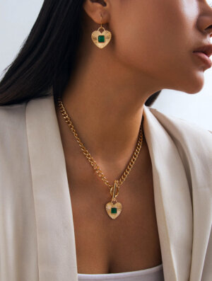 Set Acero Latido Esmeralda