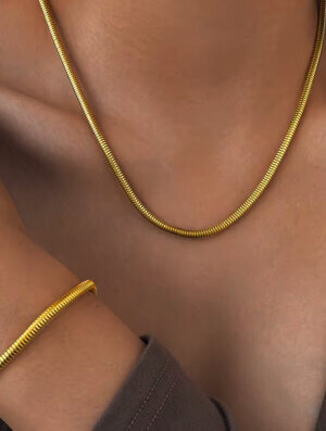 Set Acero Linea Dorada