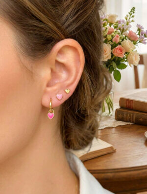 Set Aretes Suspiro Rosa