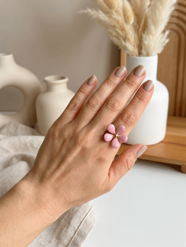 Anillo Acero Petalo Rosa