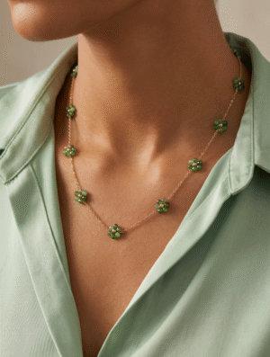 Collar Acero Flor Esmeralda