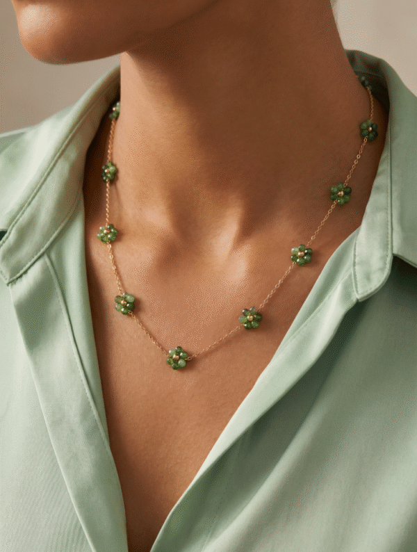 Collar Acero Flor Esmeralda