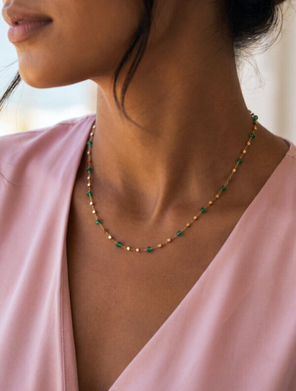 Collar Acero Gema Esmeralda