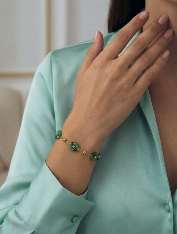 Pulsera Acero Flor Esmeralda
