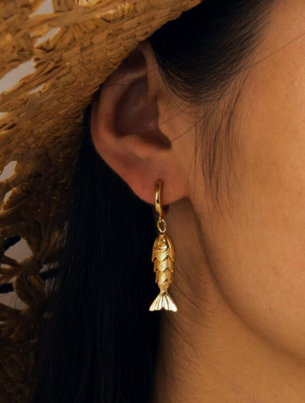 Aretes Acero Pez Cristal