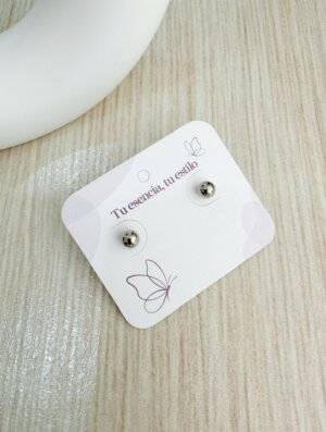 Aretes Topo Acero Plateados