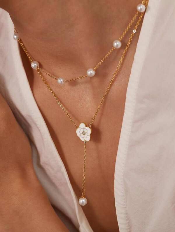 Collar Acero Latido Blanco