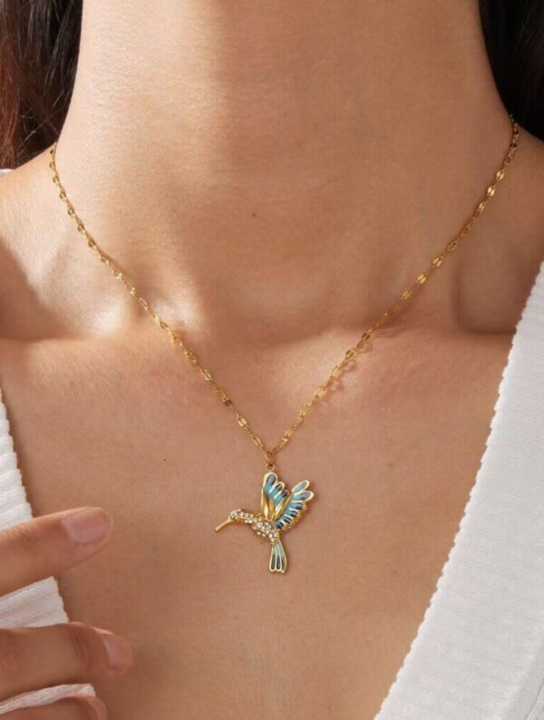 Collar Mujer Colibri Celeste
