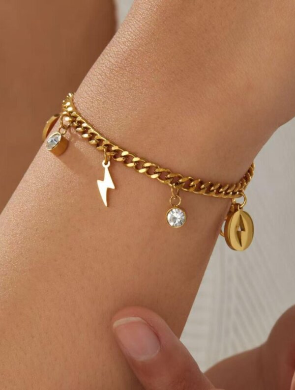 Pulsera Acero Rayo Dorado