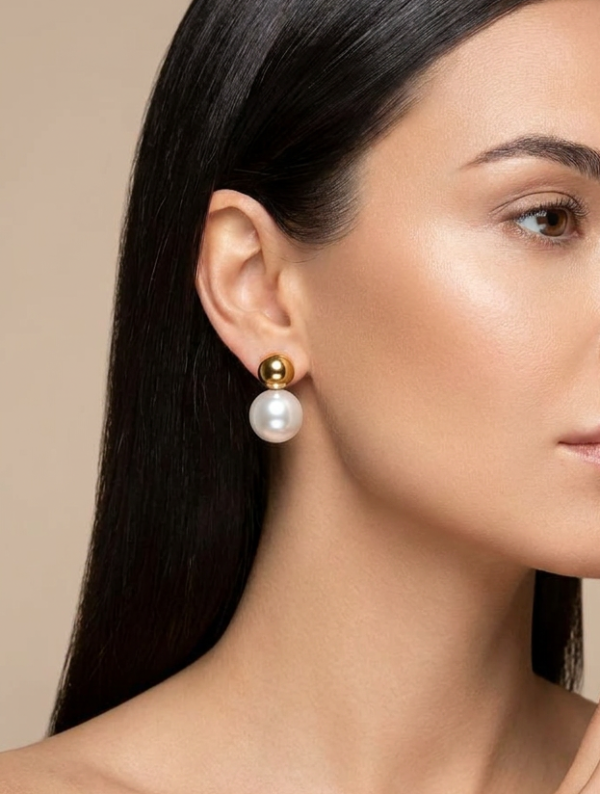 Aretes Acero Perla Barroco