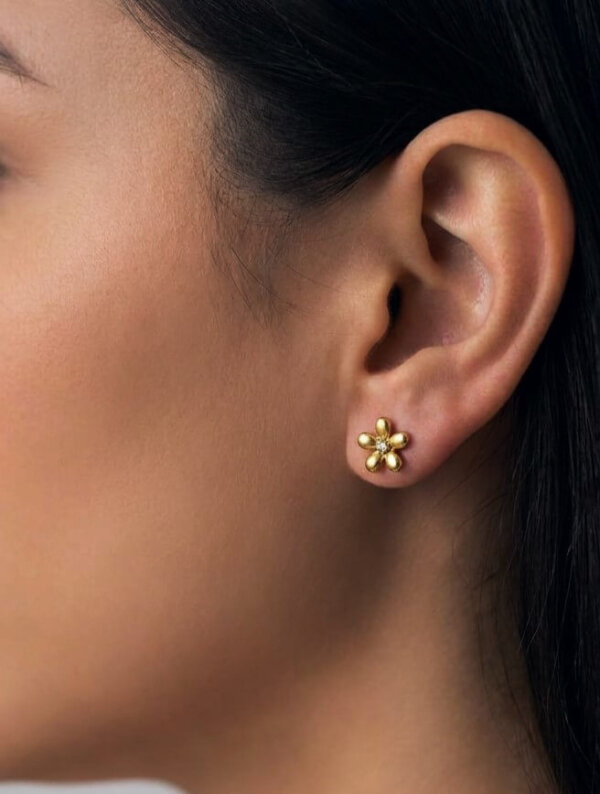 Aretes Acero Petalo Radiante