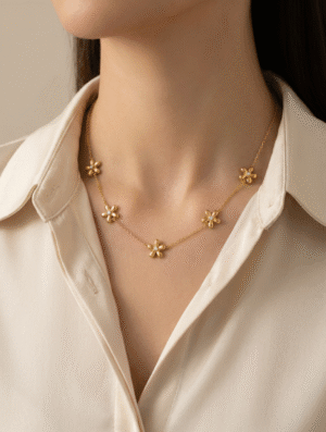 Collar Acero Petalo Radiante