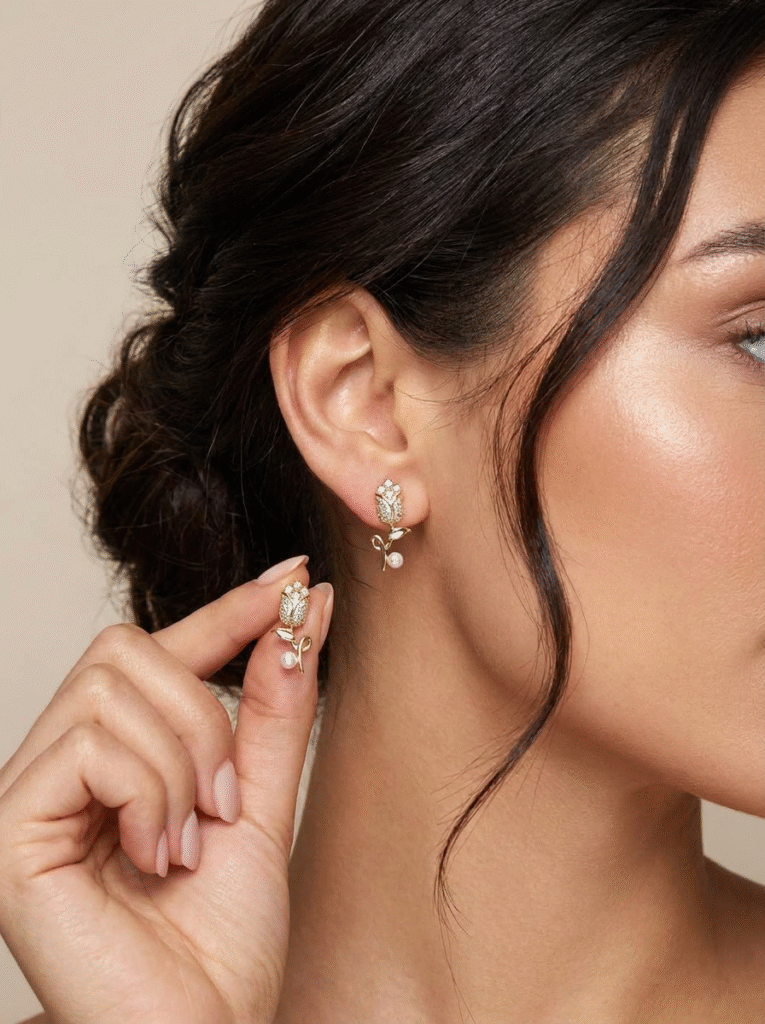 Aretes Mujer Capullo Dorado