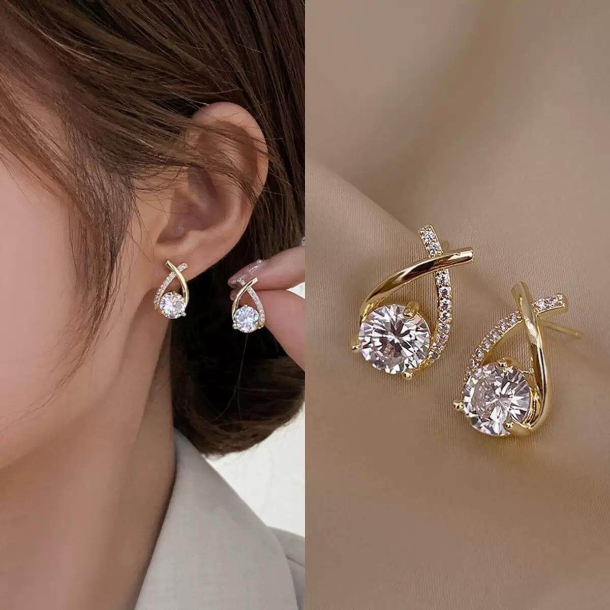 Aretes Mujer Destello Blanco-1