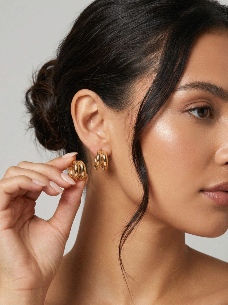 Aretes Mujer Fiesta Dorada