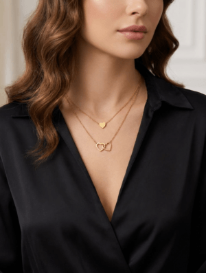 Collar Acero Corazon Dual