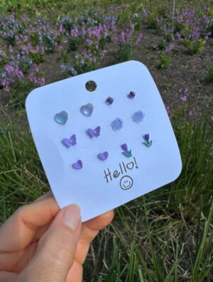 Set Aretes Jardin Morado