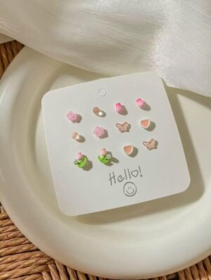 Set Aretes Jardin Rosa