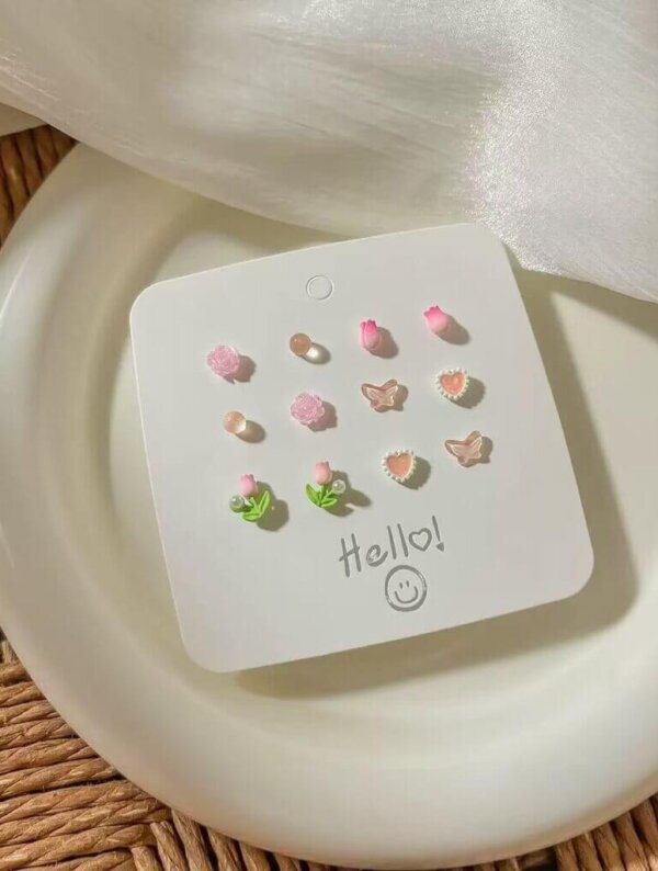 Set Aretes Jardin Rosa
