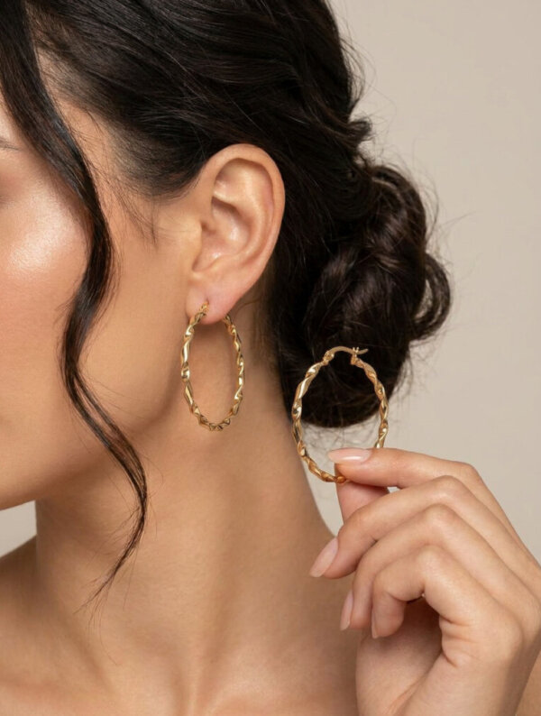 Aretes Acero Dorado Vibrante