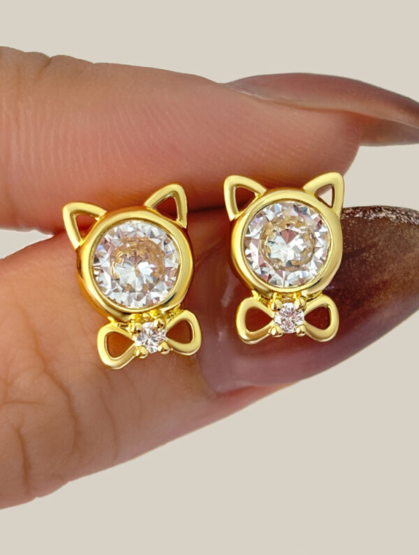 Aretes Mujer Brillo Felino