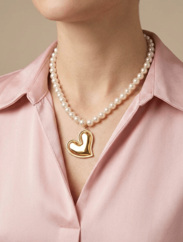 Collar Perla Corazon Maxi