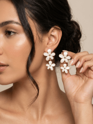 Aretes Color Botanico Blanco