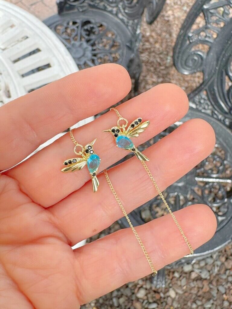 Aretes Mujer Colibri Glacial
