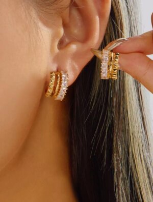Aretes Mujer Dorado Prisma