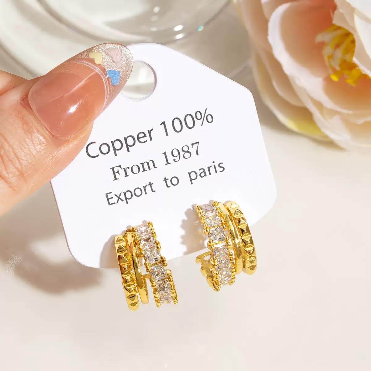 Aretes Mujer Dorado Prisma