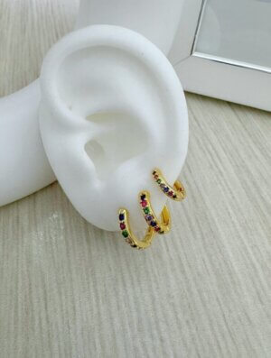 Set Aretes Espejo Colores