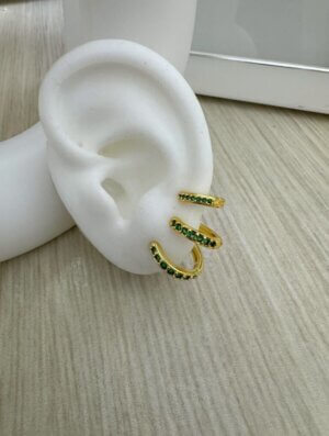Set Aretes Espejo Esmeralda