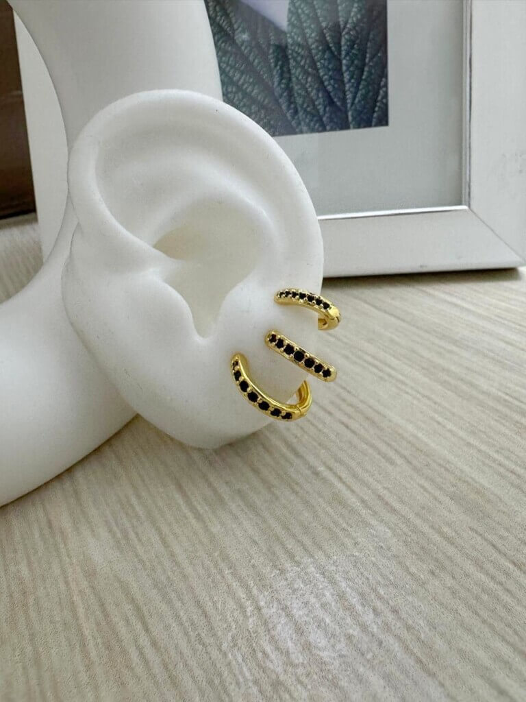 Set Aretes Espejo Negro