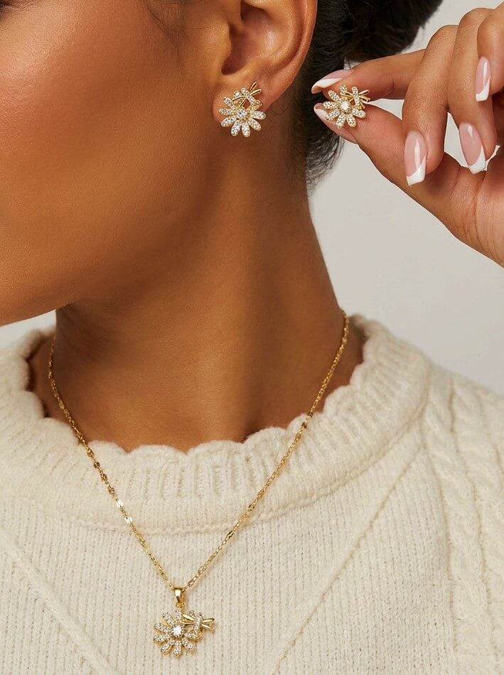 Set Mujer Flor Brillante