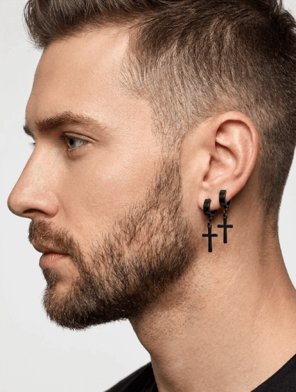 Aretes Clip Acero Cruz