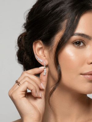 Aretes Mujer Petalos Plata